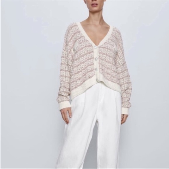 Zara yellow cardigan with gem buttons Clearance